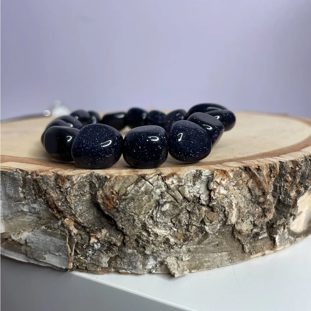 Elegant Blue Goldstone Beaded Bracelet